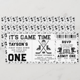 Hockey eerste jaar down 1e verjaardag ticket kaart