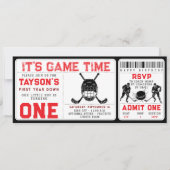 Hockey eerste jaar down 1e verjaardag ticket kaart (Voorkant)