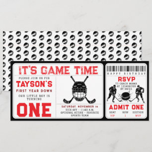 Hockey eerste jaar down 1e verjaardag ticket kaart