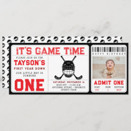Hockey eerste jaar down 1e verjaardag ticket kaart