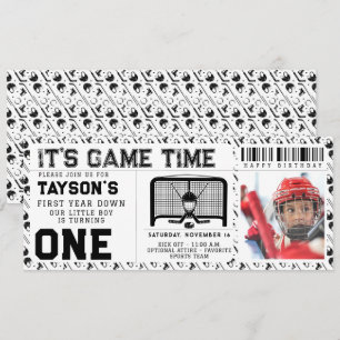 Hockey eerste jaar down 1e verjaardag ticket kaart