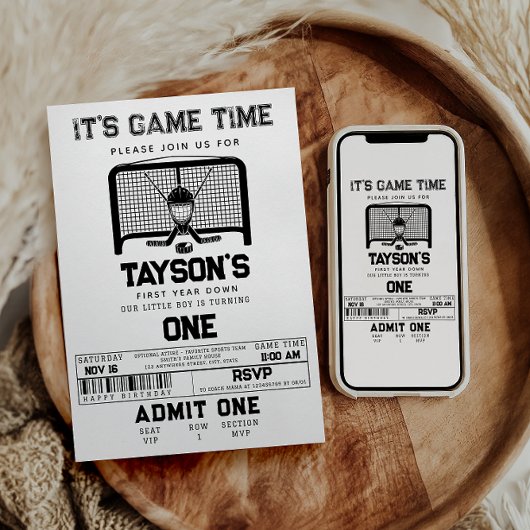 Hockey eerste jaar Down 1st Birthday Kaart