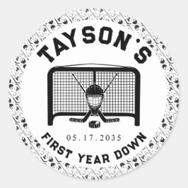 Hockey eerste jaar Down 1st Verjaardag Papier Ronde Sticker