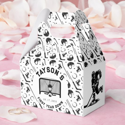 Hockey eerste jaar naar beneden 1e verjaardag bedankdoosjes (Huwelijk)