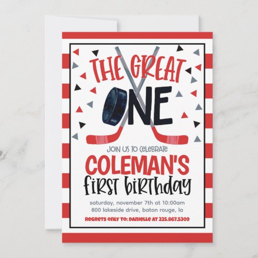 Hockey Eerste Verjaardag Uitnodigen Kaart (Voorkant)