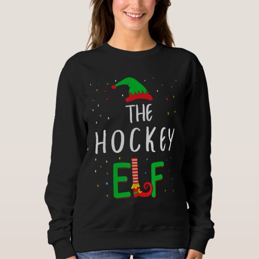 Hockey Elf Family Matching Christmas Pus Grappig Trui (Voorkant)
