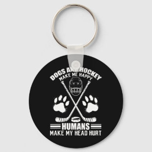 Hockey en Dog maken me Ice Hockey Happy Player Sleutelhanger