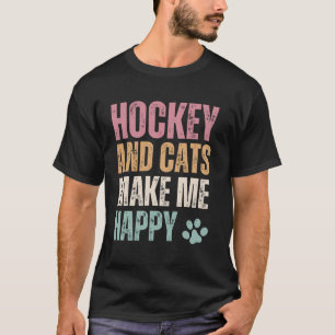 Hockey en katten maken me vrolijk t-shirt
