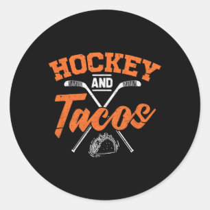 Hockey en taco's Leuk ijshockey speler cadeau Ronde Sticker