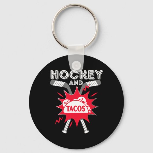 Hockey en taco's - Leuke ijshockeyspeler Gift Hock Sleutelhanger (Voorkant)