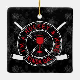 Hockey en Wine Kinda Gal-decoraties Keramisch Ornament