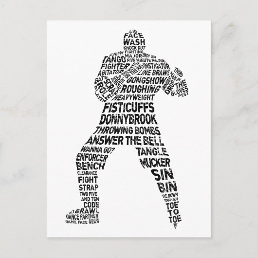 Hockey Enforcer Word Art Briefkaart (Voorkant)