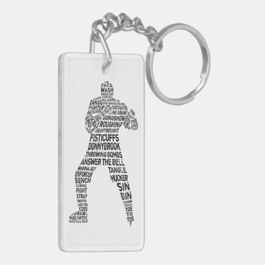 Hockey Enforcer Word Art Sleutelhanger (Achterkant Links)