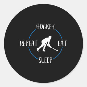 Hockey Eten Slapen Herhalen Cadeau voor veldhockey Ronde Sticker