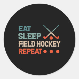 Hockey eten slapen Hockey herhalen Ronde Sticker