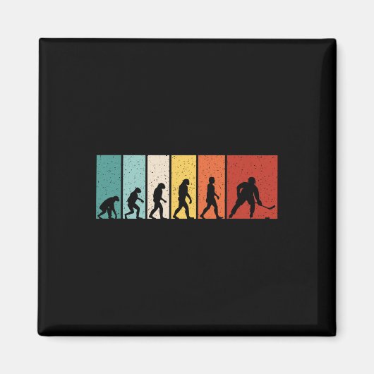 Hockey Evolution Retro IJshockeyspeler Mannen Jong Magneet (Voorkant)