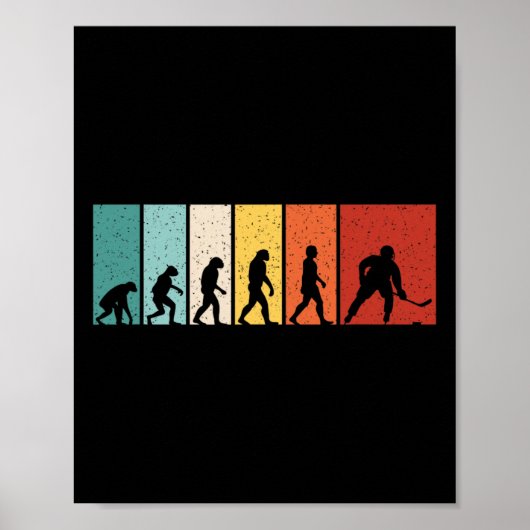 Hockey Evolution Retro IJshockeyspeler Mannen Jong Poster (Voorkant)