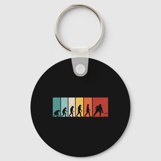 Hockey Evolution Retro IJshockeyspeler Mannen Jong Sleutelhanger (Voorkant)