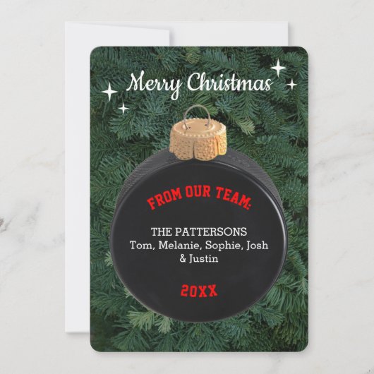 Hockey Fan gepersonaliseerd Ornament Kerst Kaart (Voorkant)