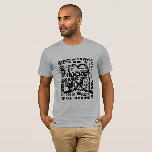 Hockey Fan Words Black Logo T-shirt (Voorkant volledig)