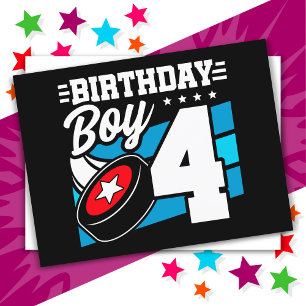 Hockey Feest Thema 4 Jaar Oude Jongen 4e Verjaarda Briefkaart