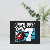 Hockey Feest Thema 7 Jaar Oude Jongen 7e Verjaarda Briefkaart (Staand voorkant)