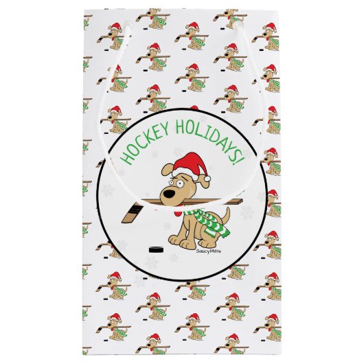 Hockey Feestdagen Hockey Dog Small Gift Bag Klein Cadeauzakje (Achterkant)