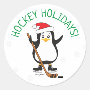 Hockey Feestdagen Hockey Penguin Kerstmis Ronde Sticker