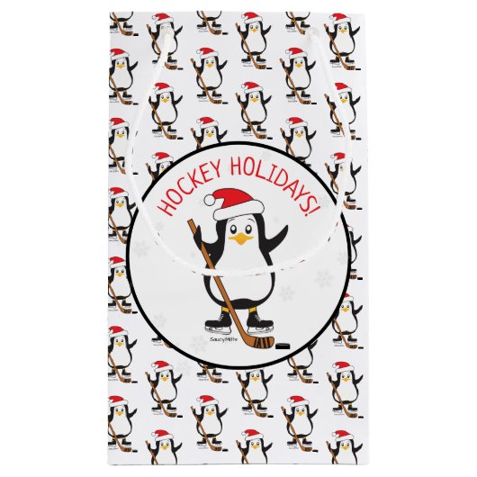 Hockey Feestdagen Hockey Penguin Small Gift Bag Klein Cadeauzakje (Achterkant)