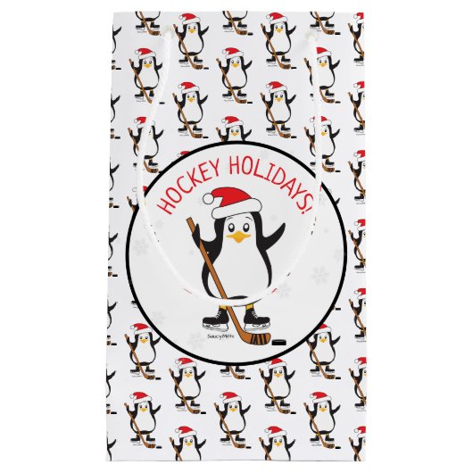 Hockey Feestdagen Hockey Penguin Small Gift Bag Klein Cadeauzakje (Voorkant)