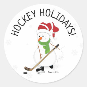 Hockey Feestdagen Hockey Snowman Kerstmis Classic  Ronde Sticker