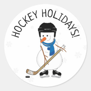 Hockey Feestdagen Hockey Snowman Kerstmis Ronde Sticker