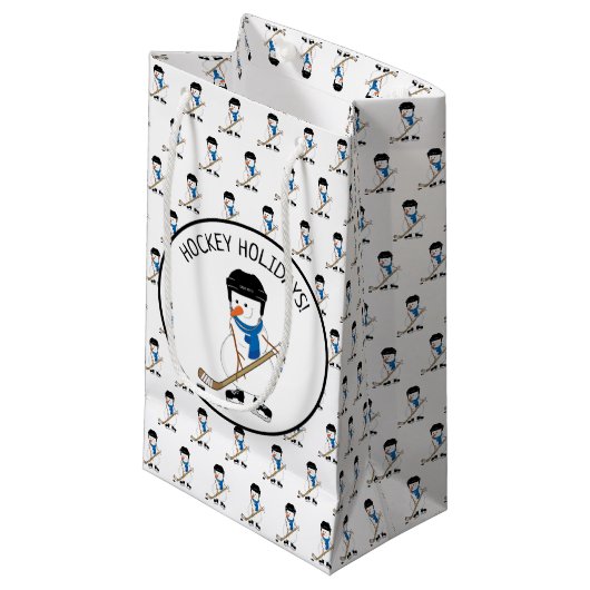 Hockey Feestdagen Hockey Snowman Small Gift Bag Klein Cadeauzakje (Voorkant Gekanteld)