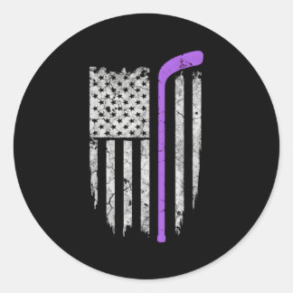 Hockey Fight Kanker Amerikaanse vlag Ronde Sticker