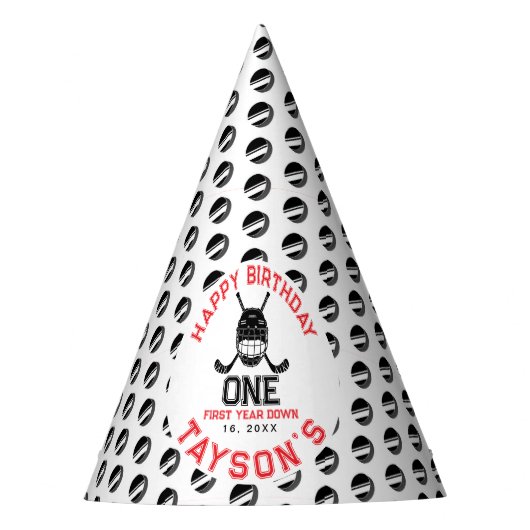 Hockey First Year Down 1st birthday  Feesthoedjes (Voorkant)