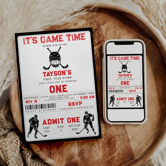 Hockey First Year Down – 1st Birthday  Kaart