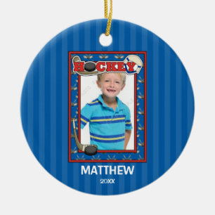 Hockey Foto Lijst Kinder op maat kerstmis Keramisch Ornament