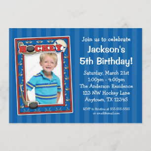 Hockey Foto van Birthday Party Blue Invitations Kaart