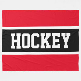 HOCKEY Fun Athletic Helder Rood Wit Zwart Strepen Fleece Deken