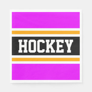 HOCKEY Fun Bold Helder Roze Zwart Geel Strepen Servet