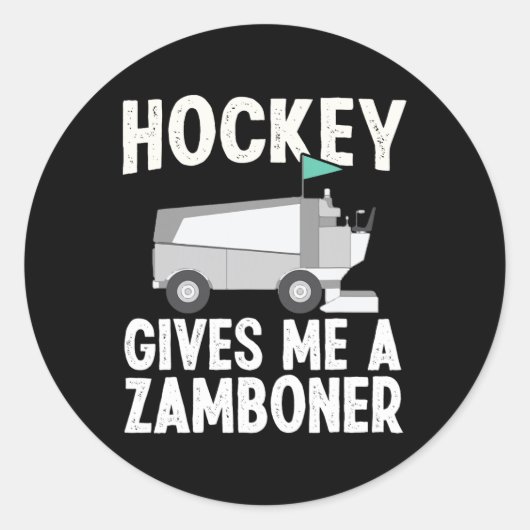 Hockey geeft me een Zamboner Hockey speler Winter Ronde Sticker (Voorkant)