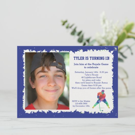 Hockey Geometrics Fotouitnodiging Kaart (Staand voorkant)