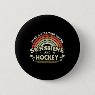 Hockey. Gewoon een meisje dat van zonneschijn en h Ronde Button 5,7 Cm