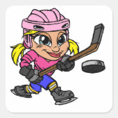 Hockey Girl 3 ticker Vierkante Sticker (Voorkant)