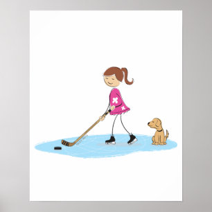 Hockey Girl Cartoon Poster