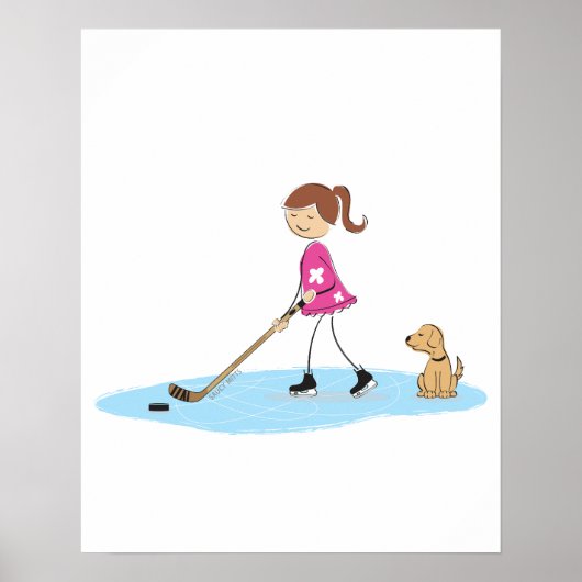 Hockey Girl Cartoon Poster (Voorkant)