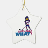 Hockey Girl Keramisch Ornament (Links)