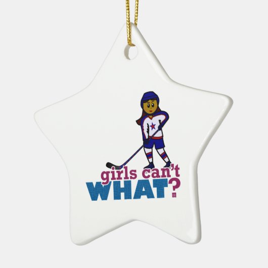 Hockey Girl Keramisch Ornament (Links)