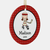 Hockey Girl Kinder Persoonlijke Kerstmis Keramisch Ornament (Rechts)