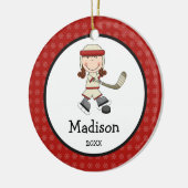 Hockey Girl Kinder Persoonlijke Kerstmis Keramisch Ornament (Links)